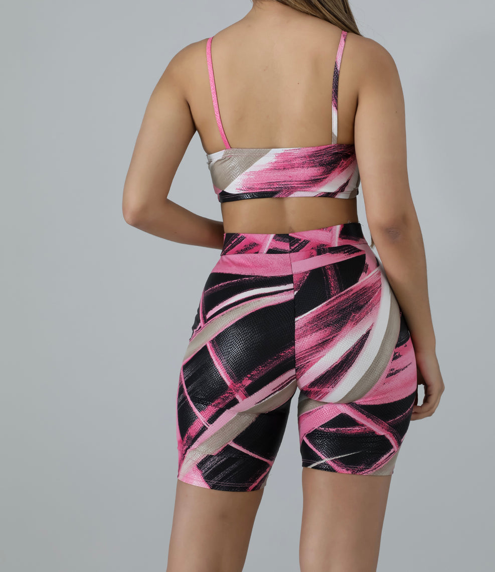 Pink Sidelines Short Set